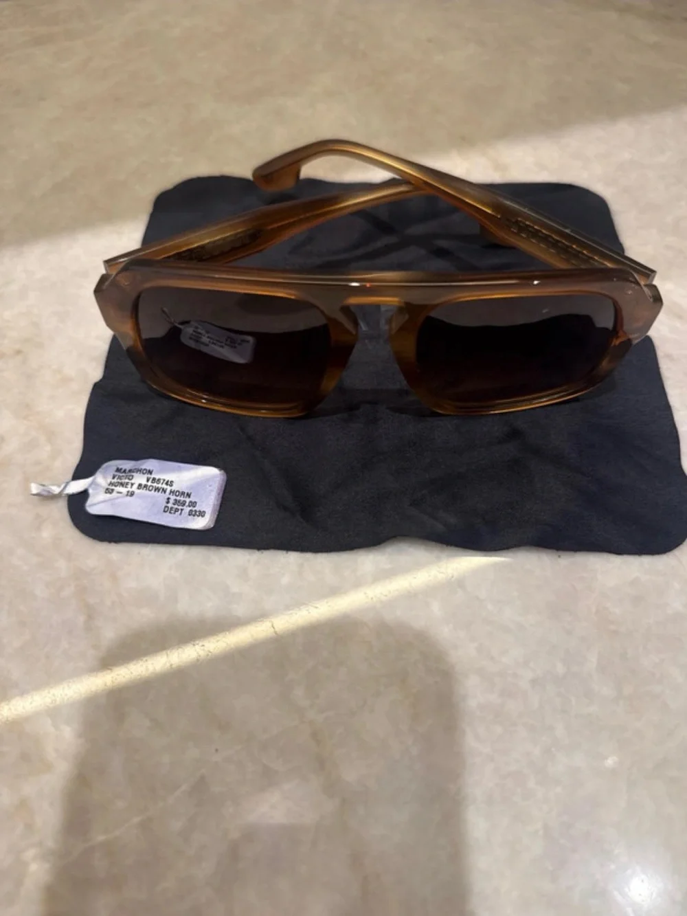 Victoria Beckham Amber Brown Rectangular Sunglasses